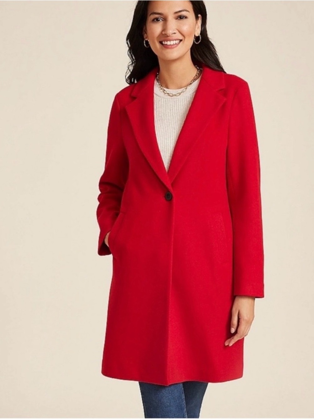 Maurices 1X Red Long Wool-Blend Coat